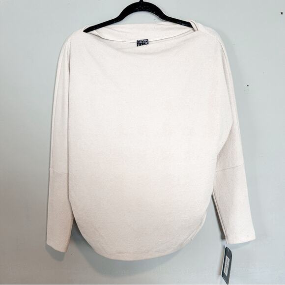 Clara Sunwoo Boat Neck Side Ruched Sweater Top NEW XS Bone - Picture 2 of 7